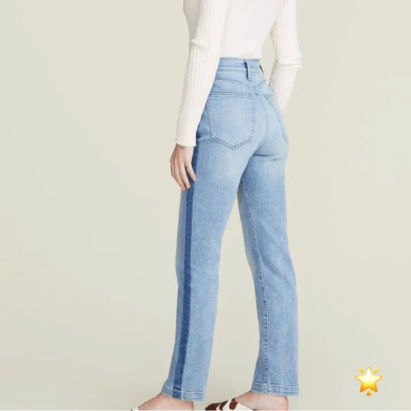 SZ14W WARP + WEFT ICICLE CDG PARIS STRETCH HIGH-RISE STRAIGHT JEAN TUXEDO STRIPE - Picture 10 of 14